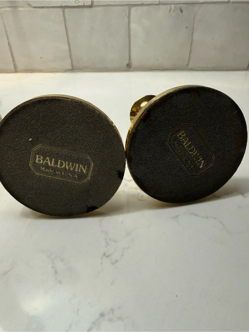 Baldwin Brass Candle Holders - Gold Pair